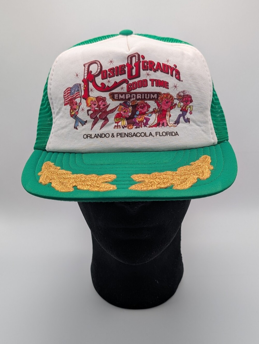 Rosie O'grady's Good Time Emporium Orlando Rare Vintage 80's Green Trucker Hat